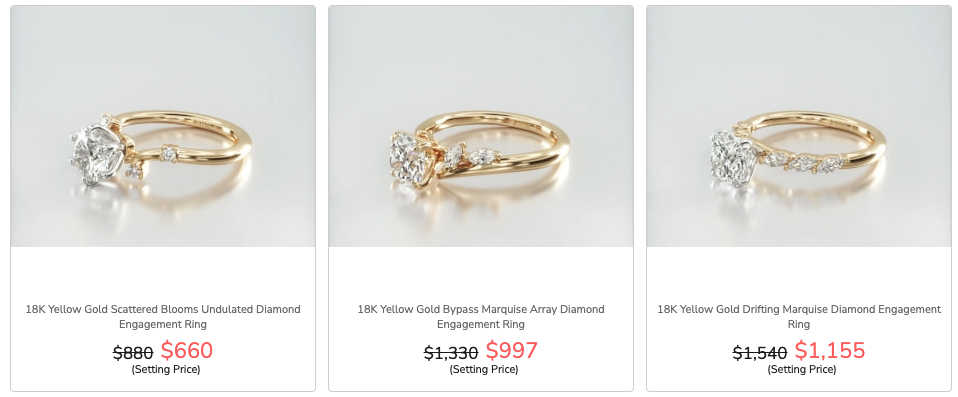 18k yellow gold ring selection