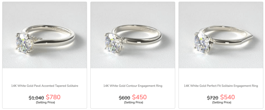 solitaire ring options at james allen