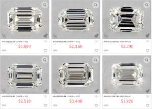 Emerald cut deals diamond prices