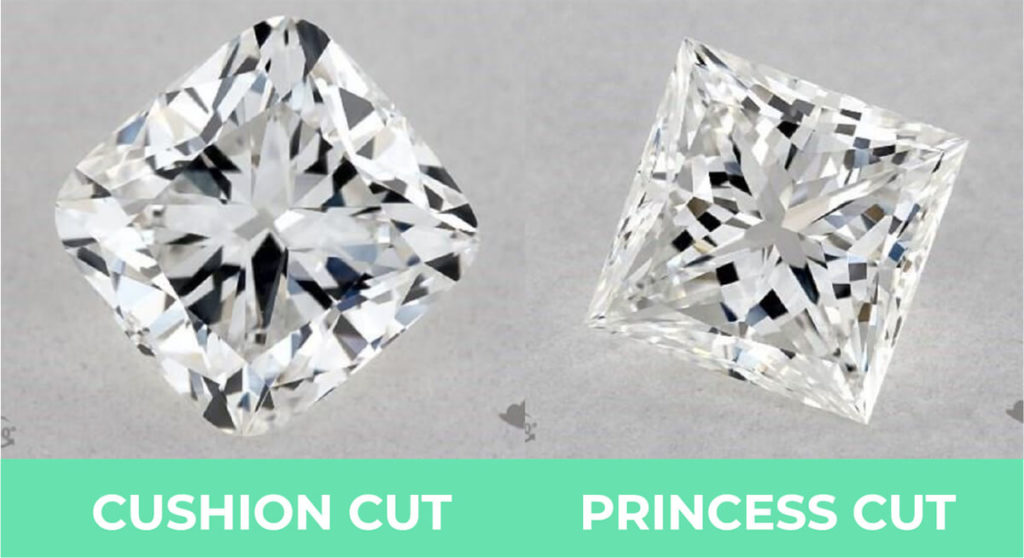 Cushion cut and hot sale princess cut