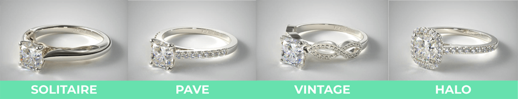 Ring settings comparison pave solitaire vintage halo