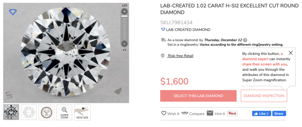 How much does lab grown diamond cost